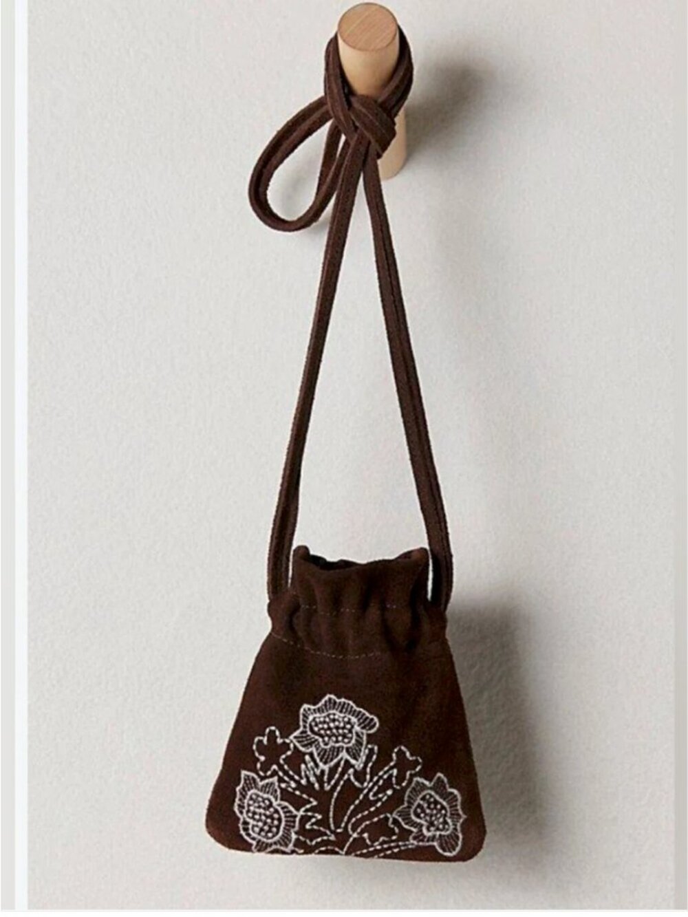 Free People NWT Suede Brown Leather Small Crossbody Bag New with tag